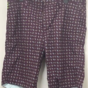 Robert Graham Burgundy Paisley Flat-Front Shorts